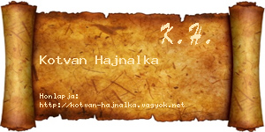 Kotvan Hajnalka névjegykártya